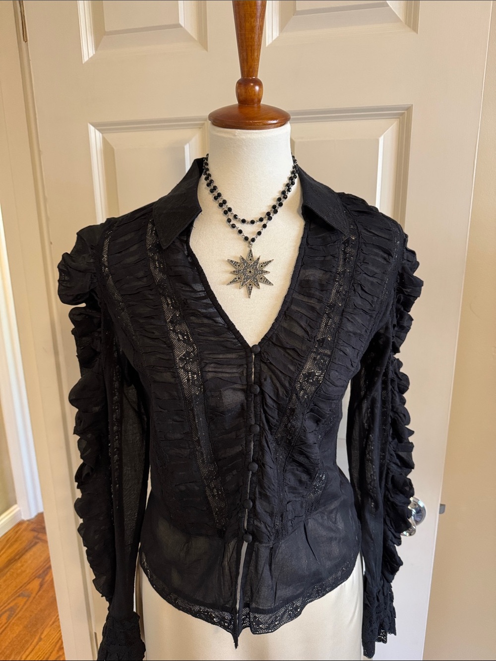 Black Starburst Pendant Beaded swaroski Crystal Necklace/earrings